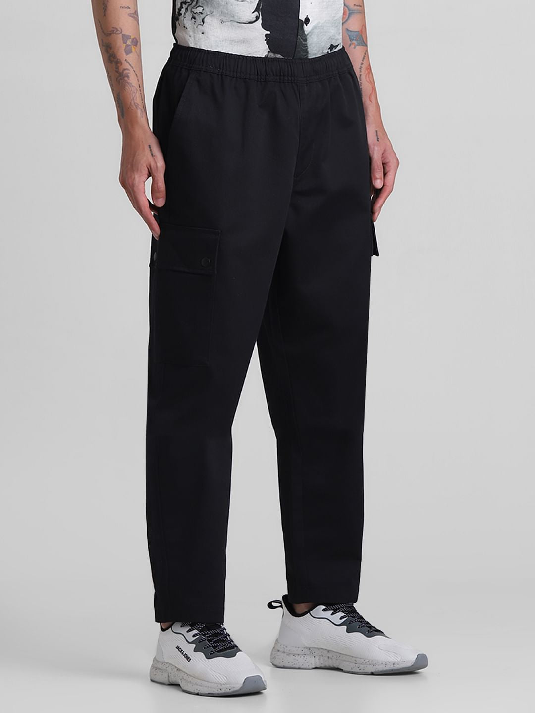 Black Mid Rise Cargo Joggers