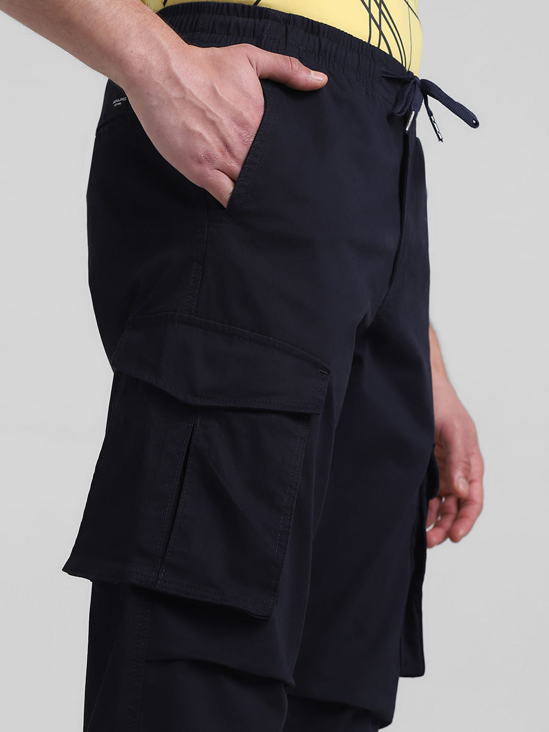 Navy Blue Mid Rise Cargo Pants