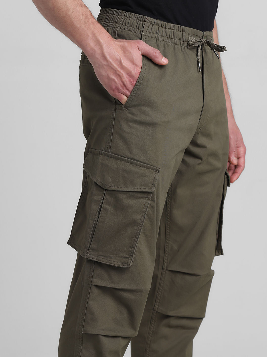 Olive Mid Rise Cargo Pants