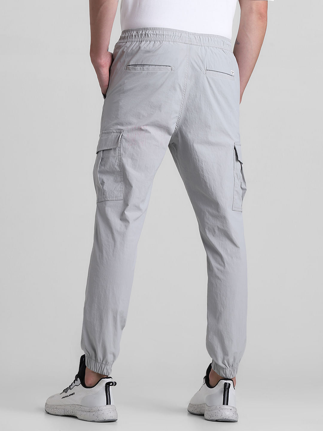 Grey Mid Rise Slim Fit Cargos