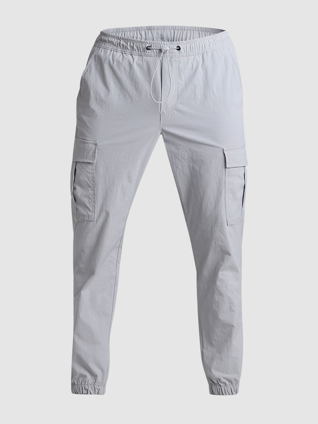 Grey Mid Rise Slim Fit Cargos