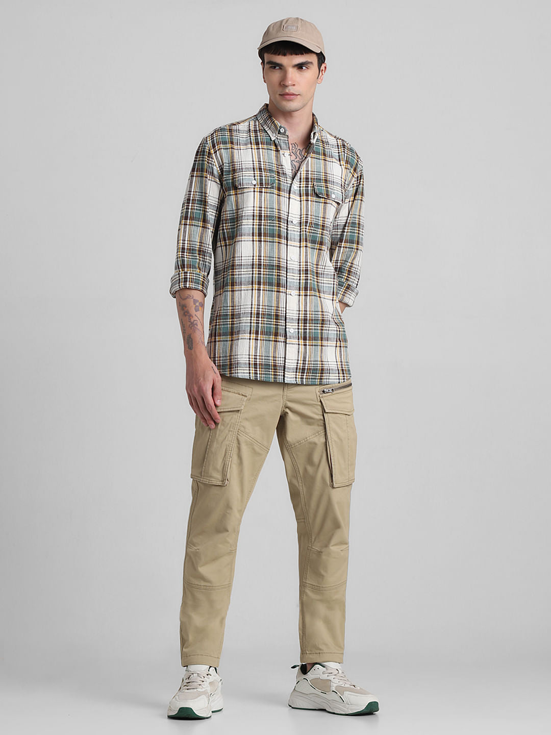 Light Brown Mid Rise Cargo Pants
