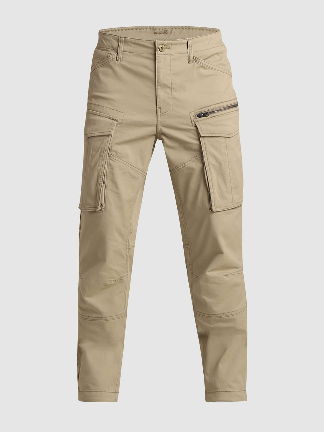 Light Brown Mid Rise Cargo Pants