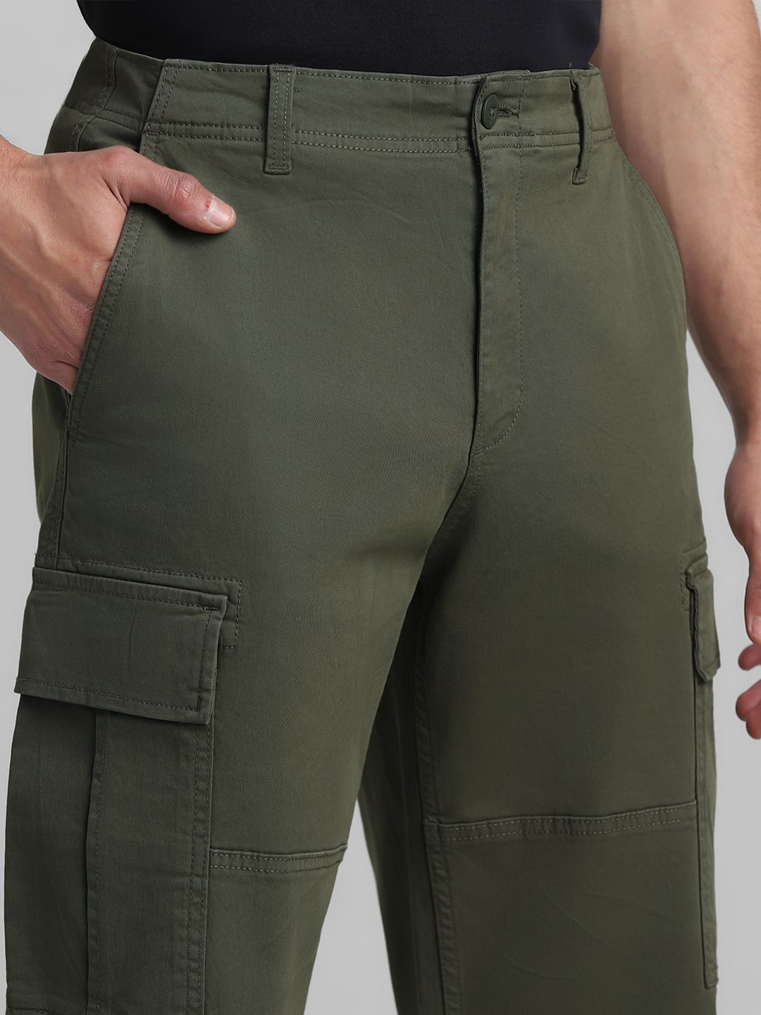 Dark Olive Mid Rise Cargo Pants