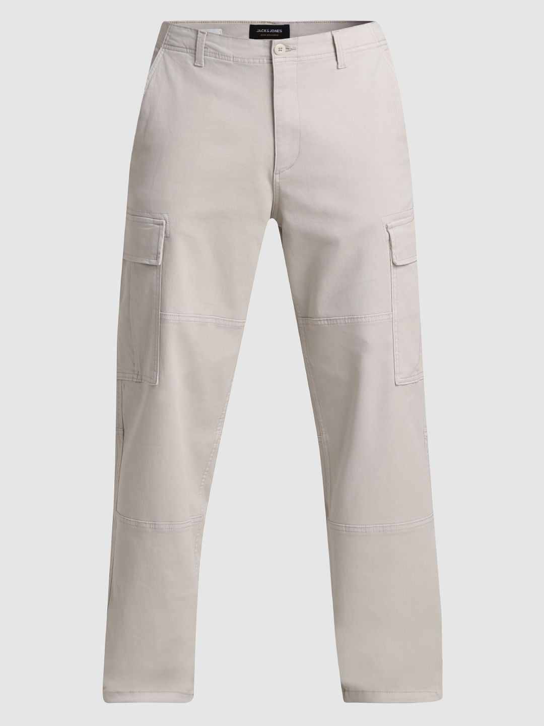 Cream Mid Rise Cargo Pants