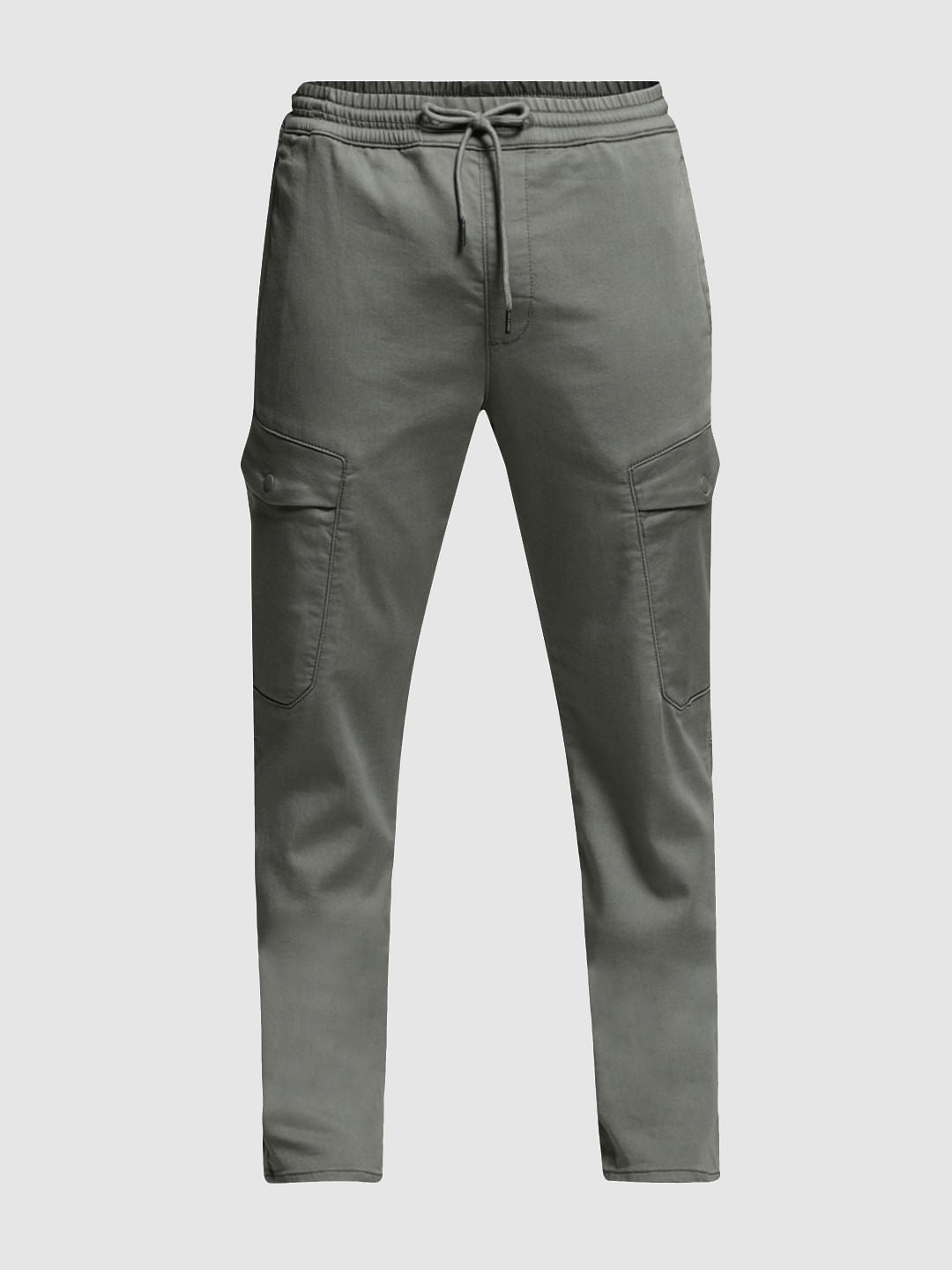 Green Mid Rise Slim Fit Pants