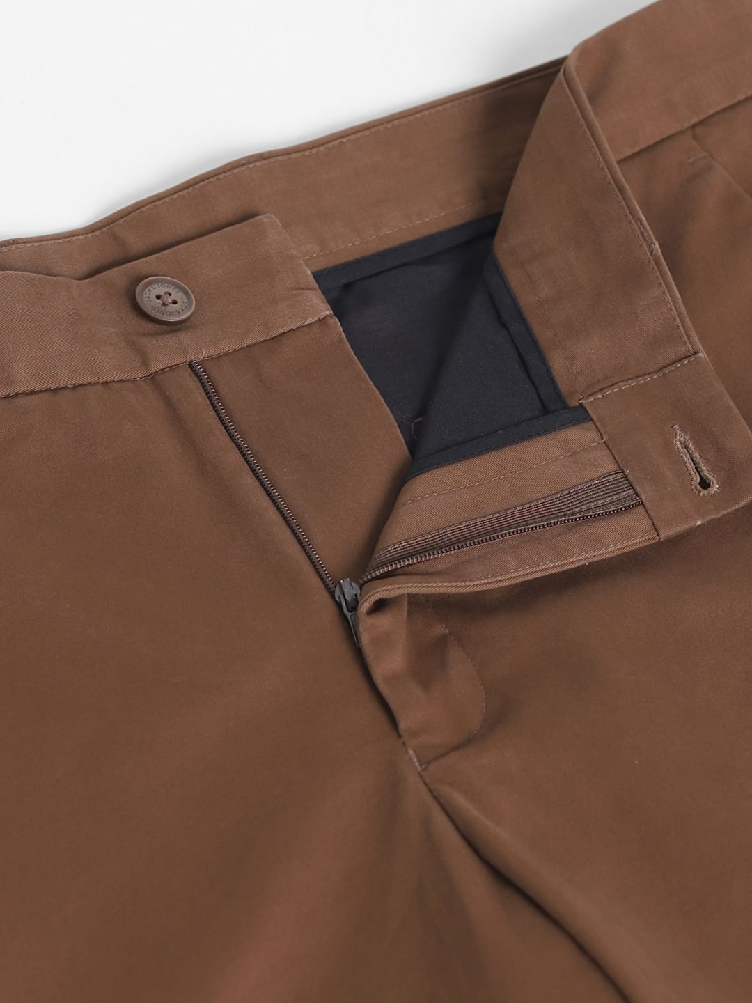 Brown Mid Rise Slim Fit Pants