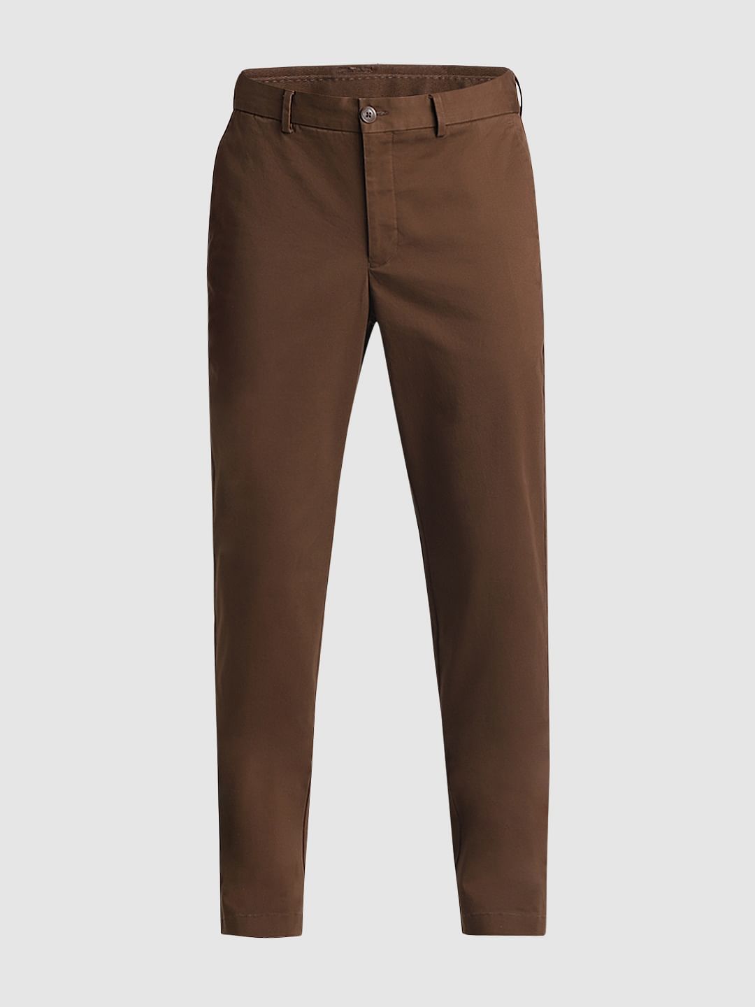 Brown Mid Rise Slim Fit Pants