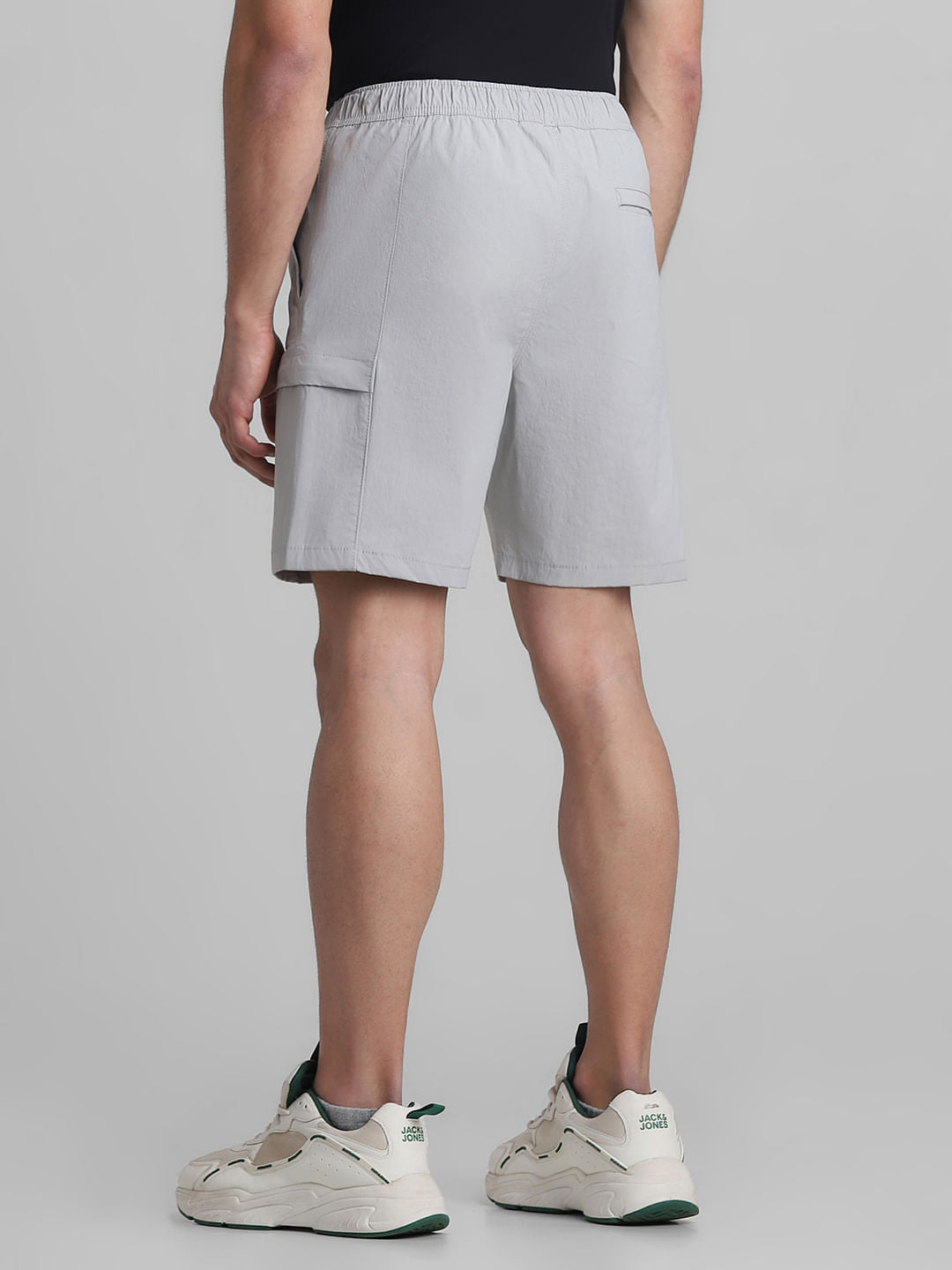 Grey Low Rise Cargo Shorts