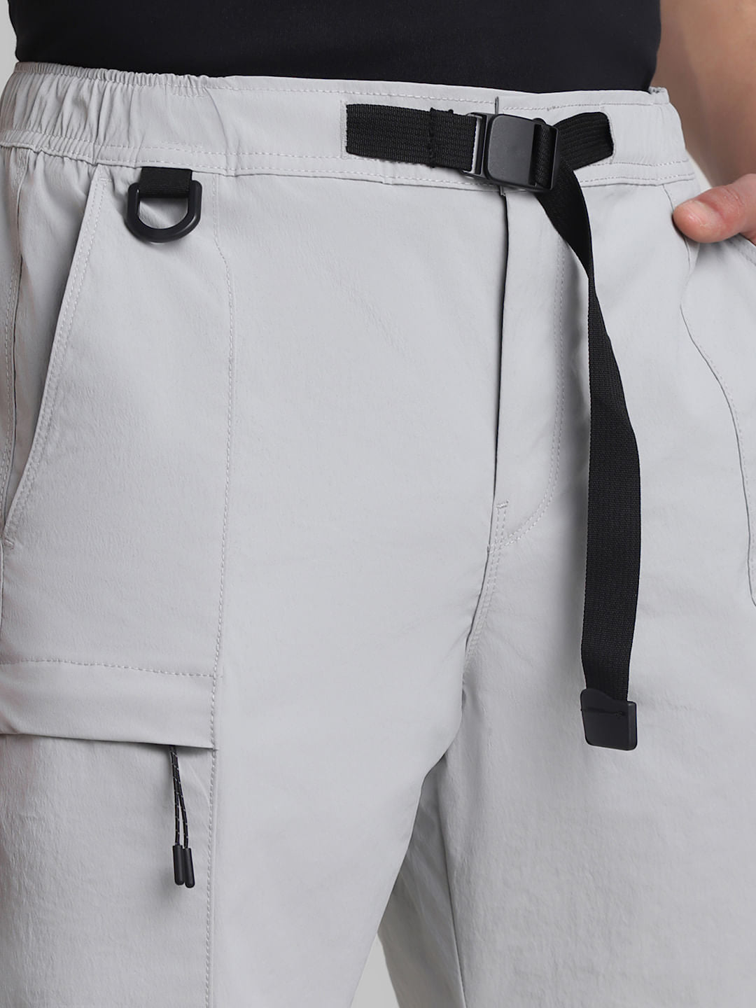 Grey Low Rise Cargo Shorts