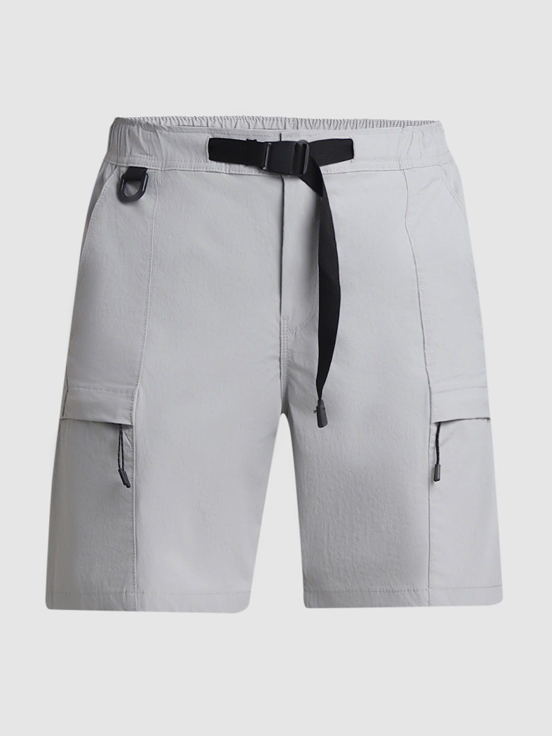 Grey Low Rise Cargo Shorts