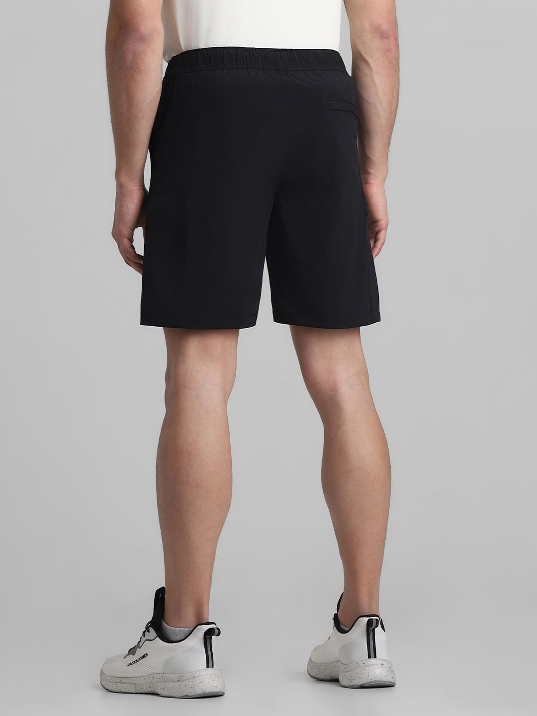 Black Low Rise Cargo Shorts