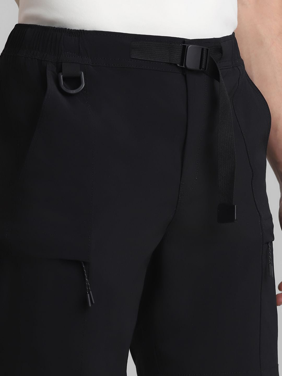 Black Low Rise Cargo Shorts