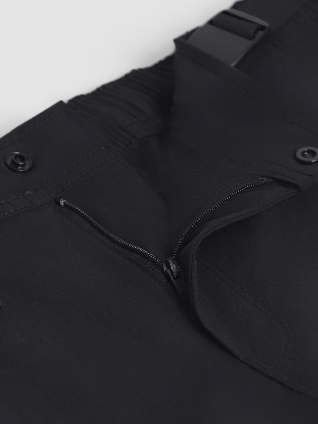 Black Low Rise Cargo Shorts