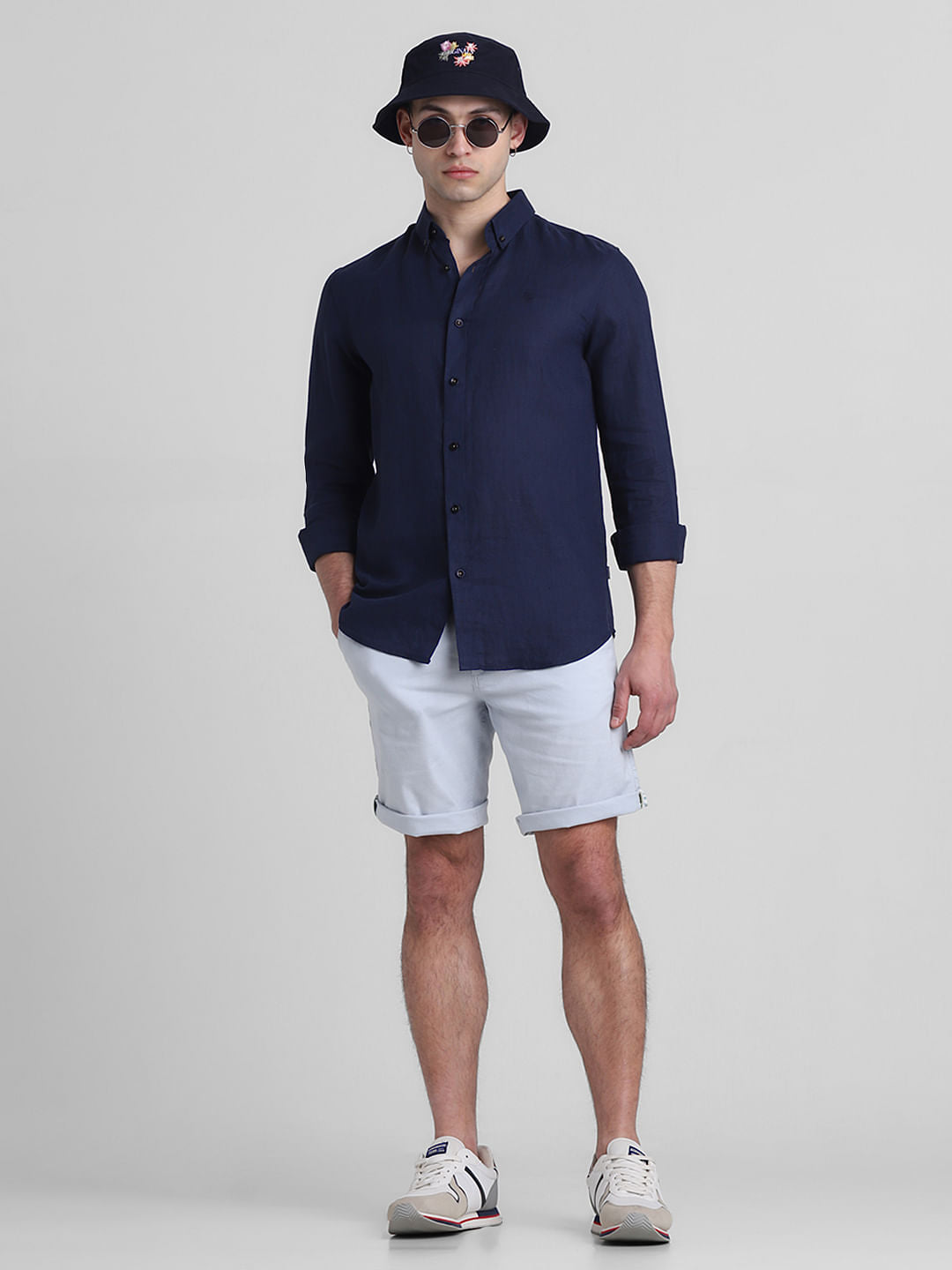 Light Blue Regular Fit Chino Shorts