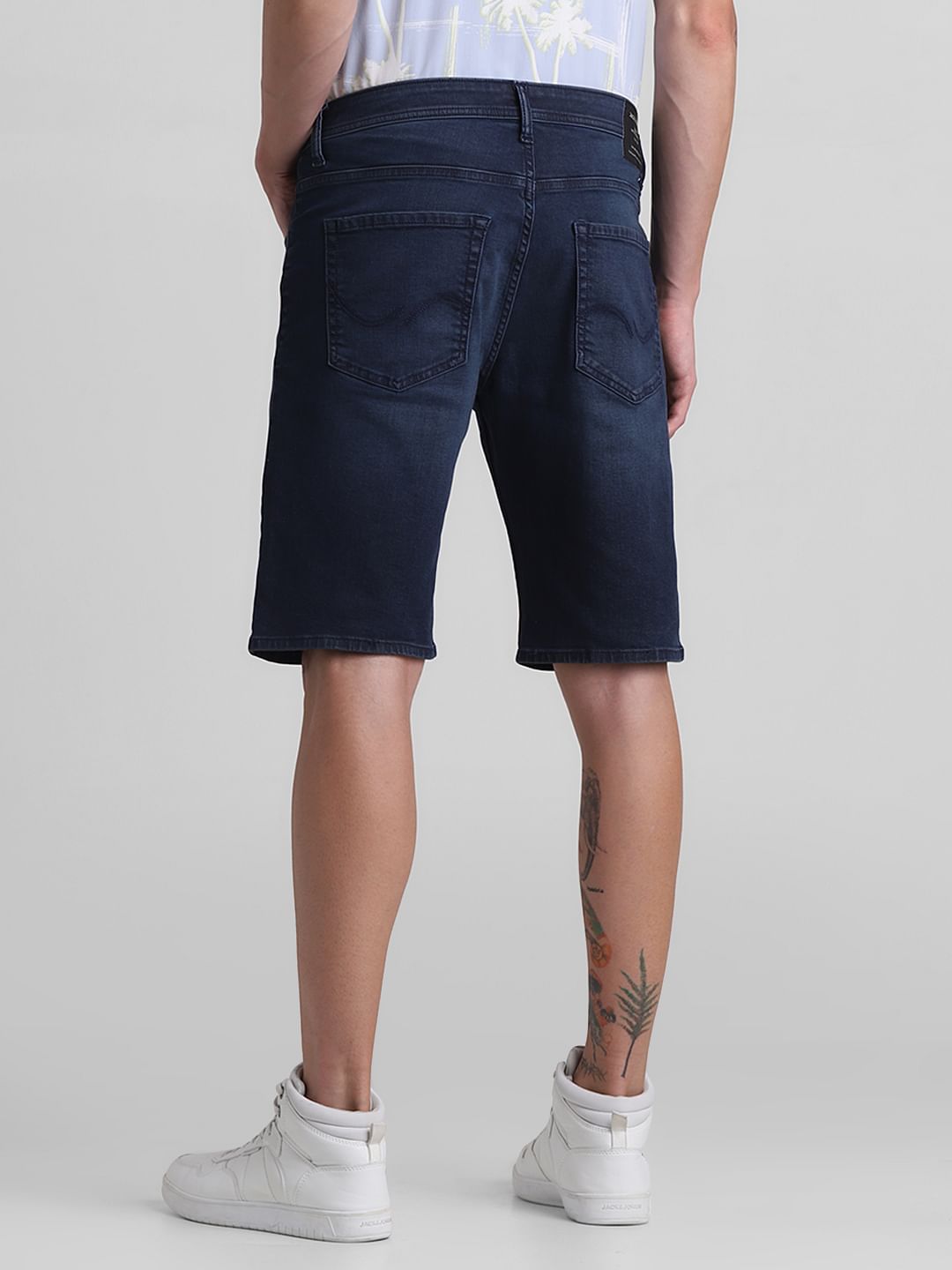 Dark Blue Low Rise Denim Shorts