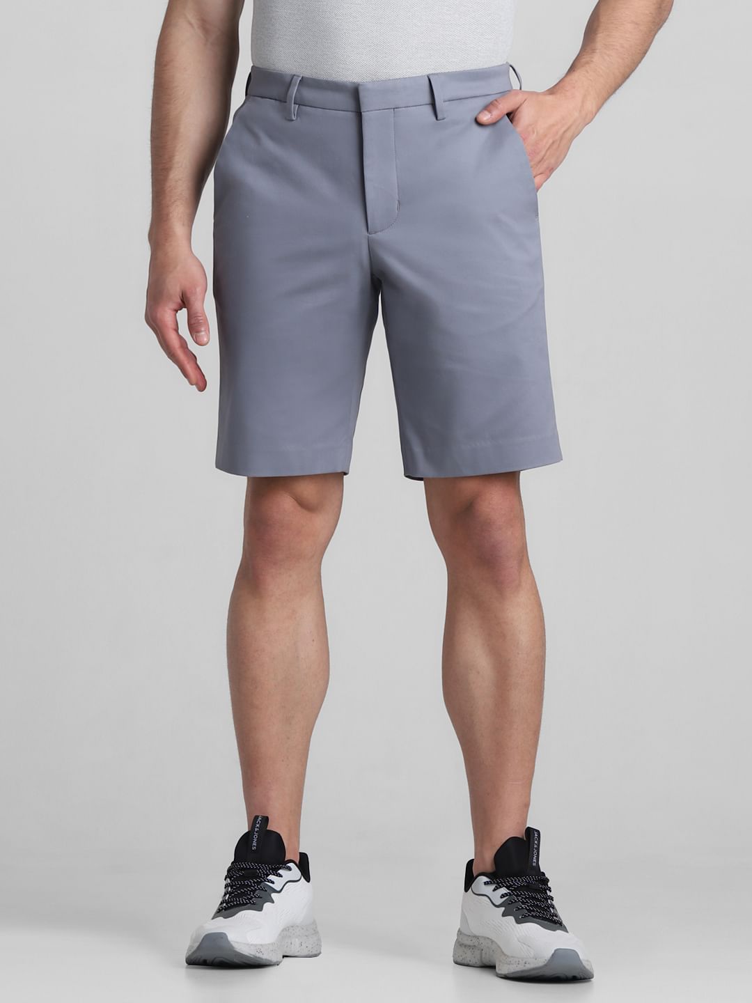 Blue Mid Rise Chino Shorts