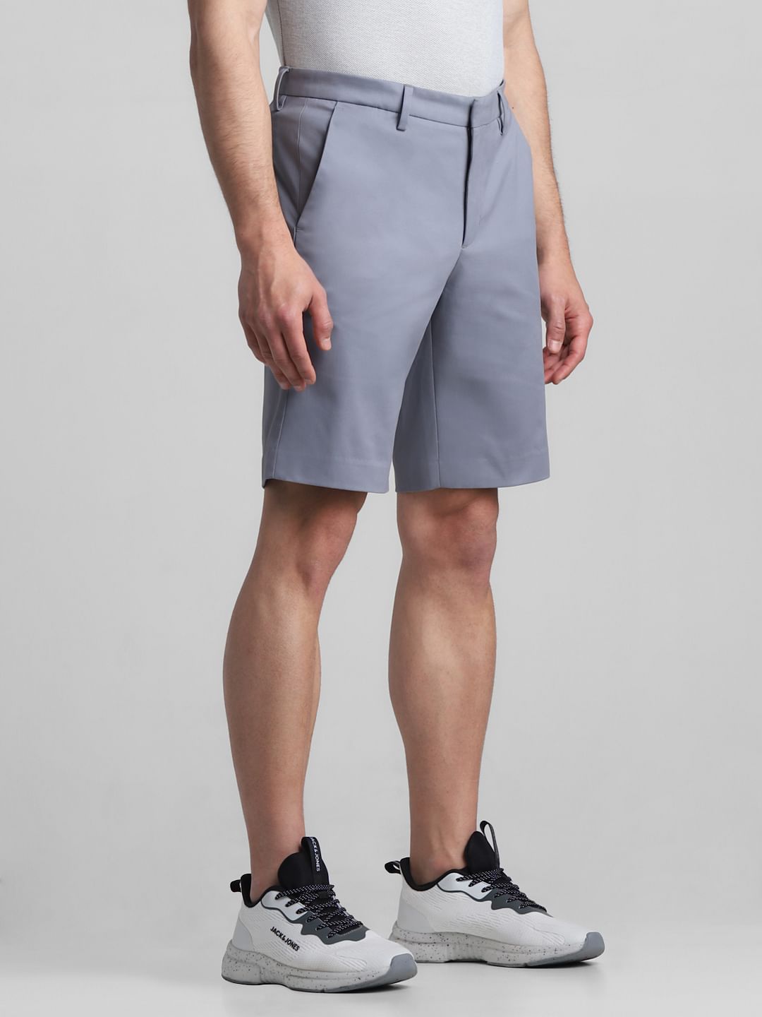 Blue Mid Rise Chino Shorts