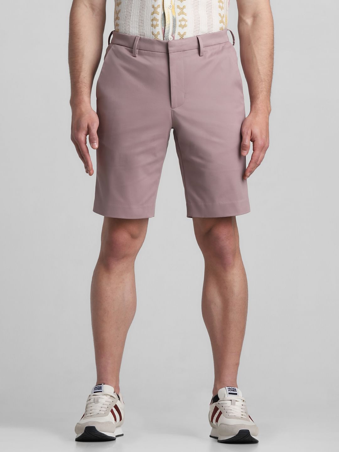 Pink Mid Rise Chino Shorts