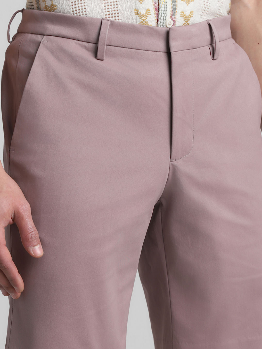 Pink Mid Rise Chino Shorts