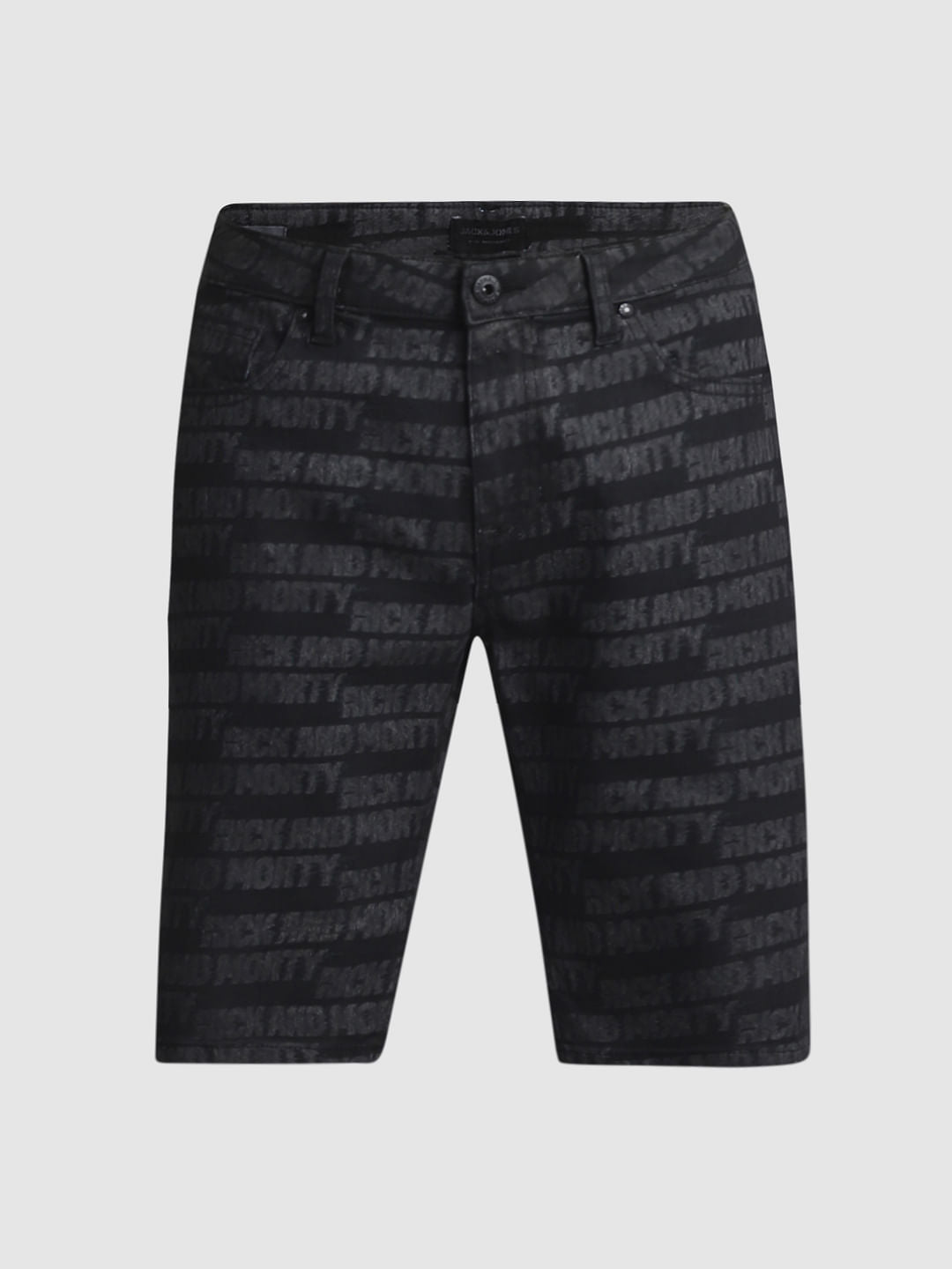 RICK & MORTY Black Printed Co-ord Set Shorts