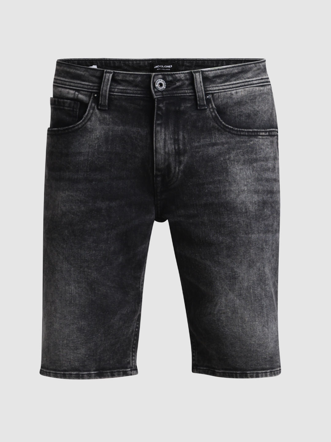 Black Low Rise Washed Denim Shorts