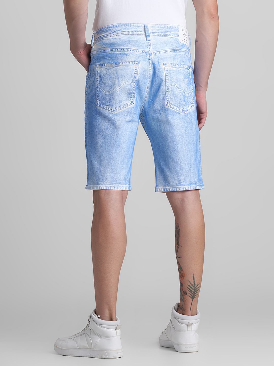 White Washed Co-ord Set Denim Shorts