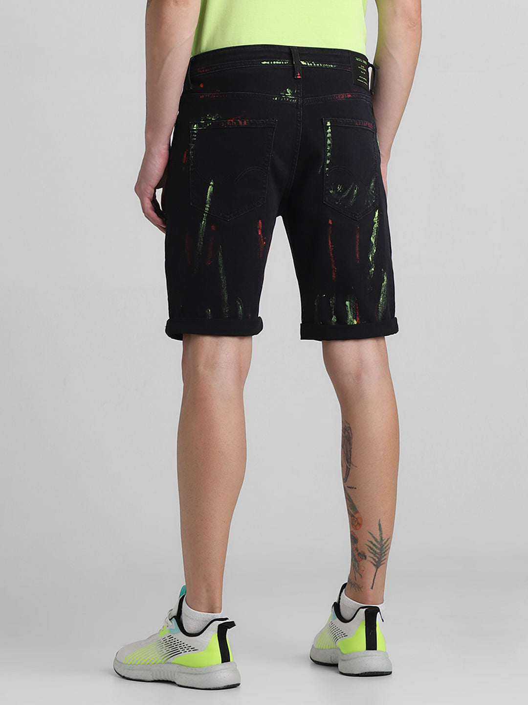 Black Paint Print Co-ord Set Shorts