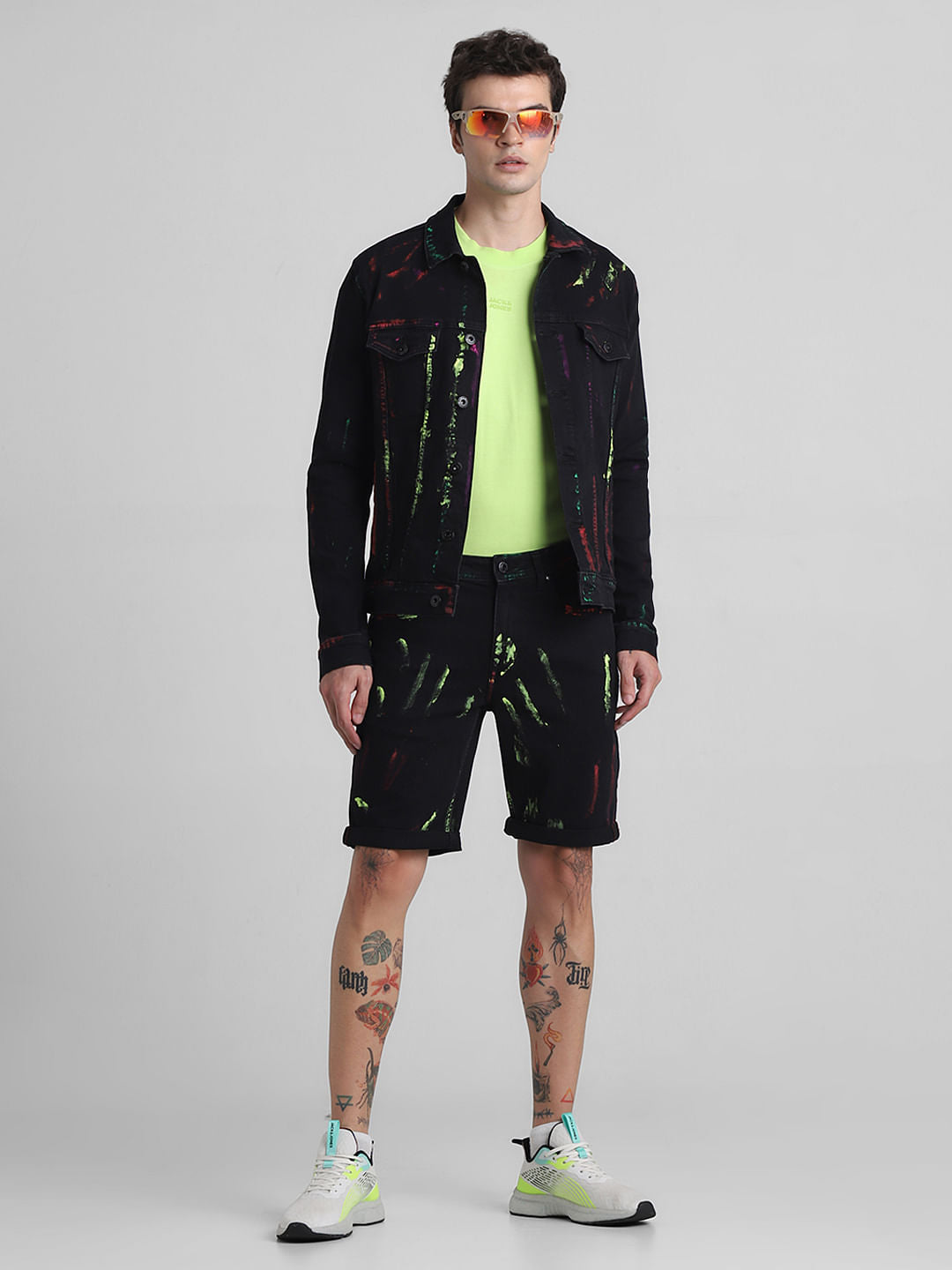 Black Paint Print Co-ord Set Shorts