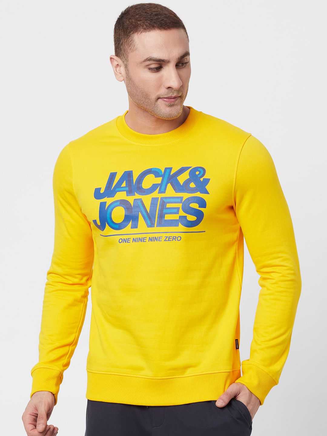 Bright Yellow Logo Print Sweatshirt