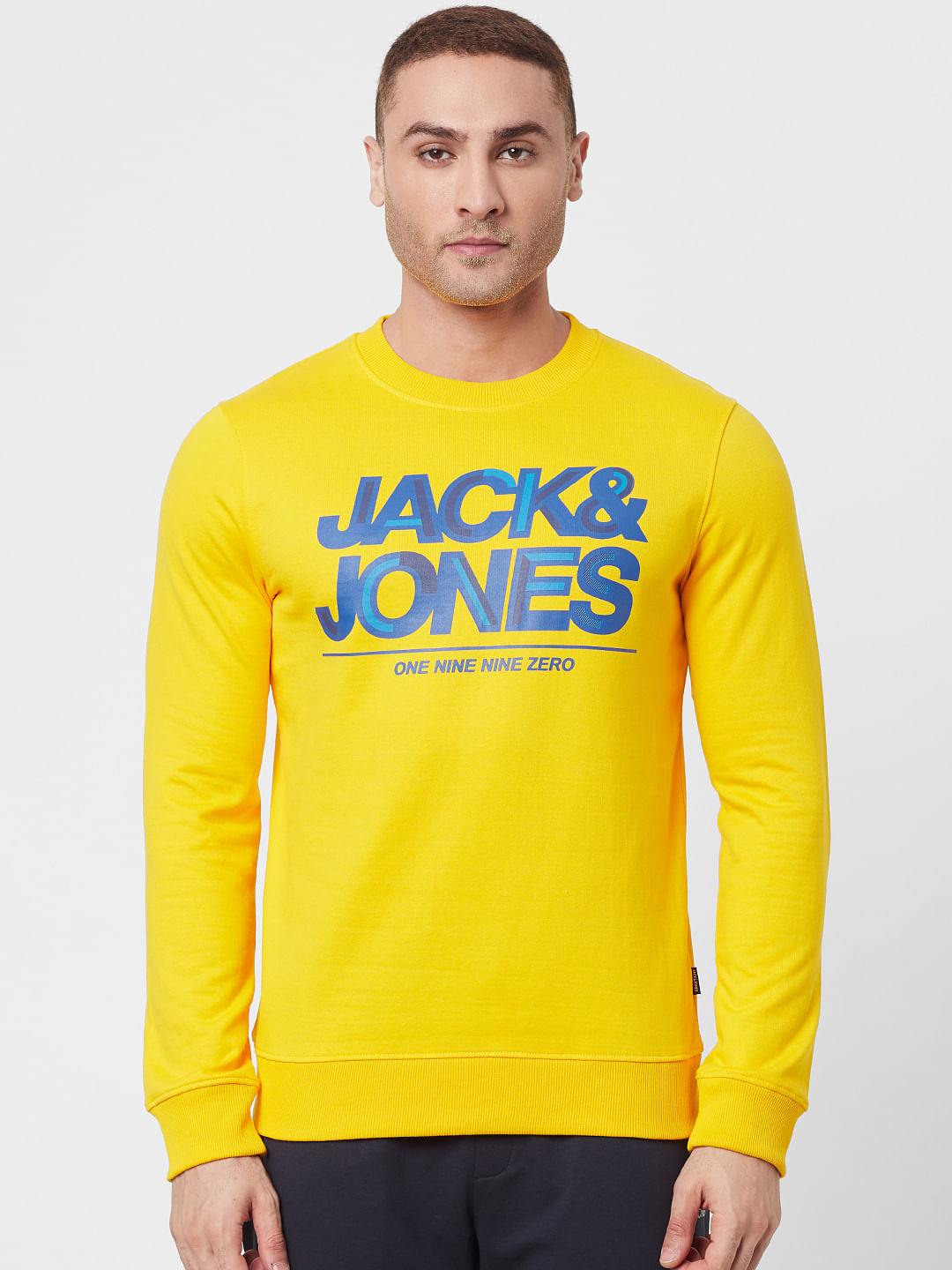 Bright Yellow Logo Print Sweatshirt