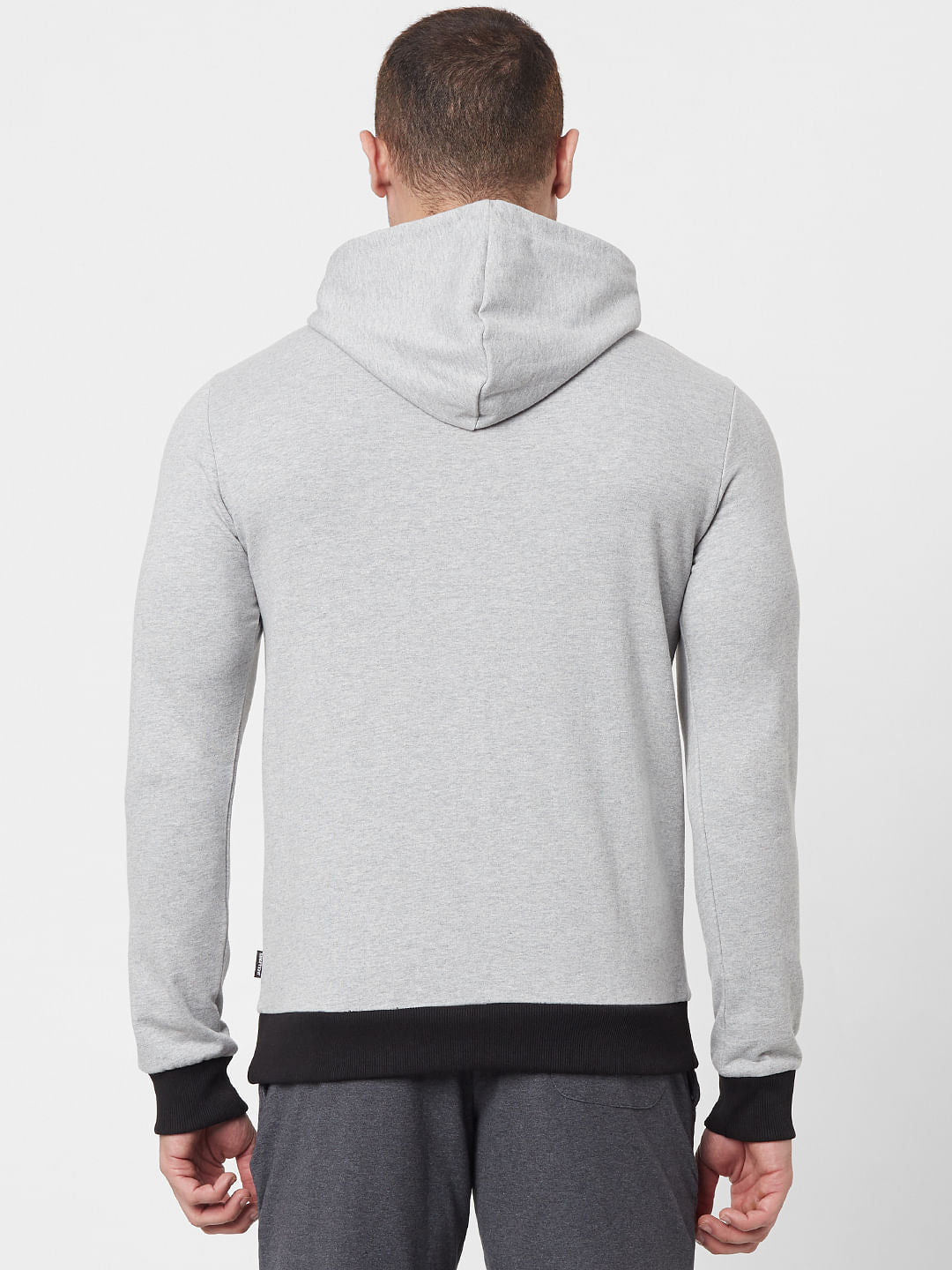 Grey Colourblocked Hooded Sweatshirt