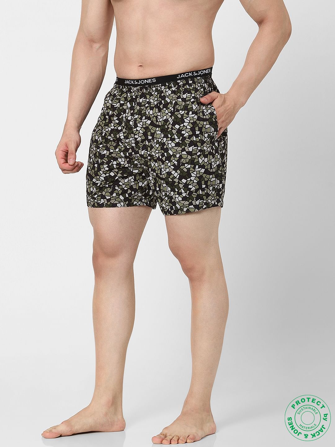 Green Mosaic Print Boxers