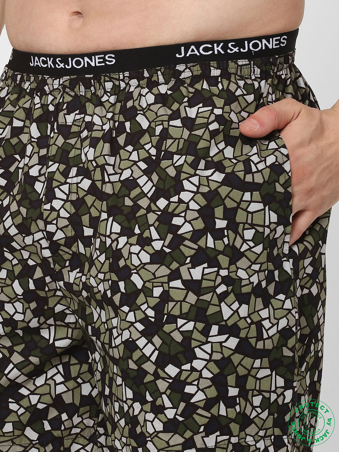 Green Mosaic Print Boxers
