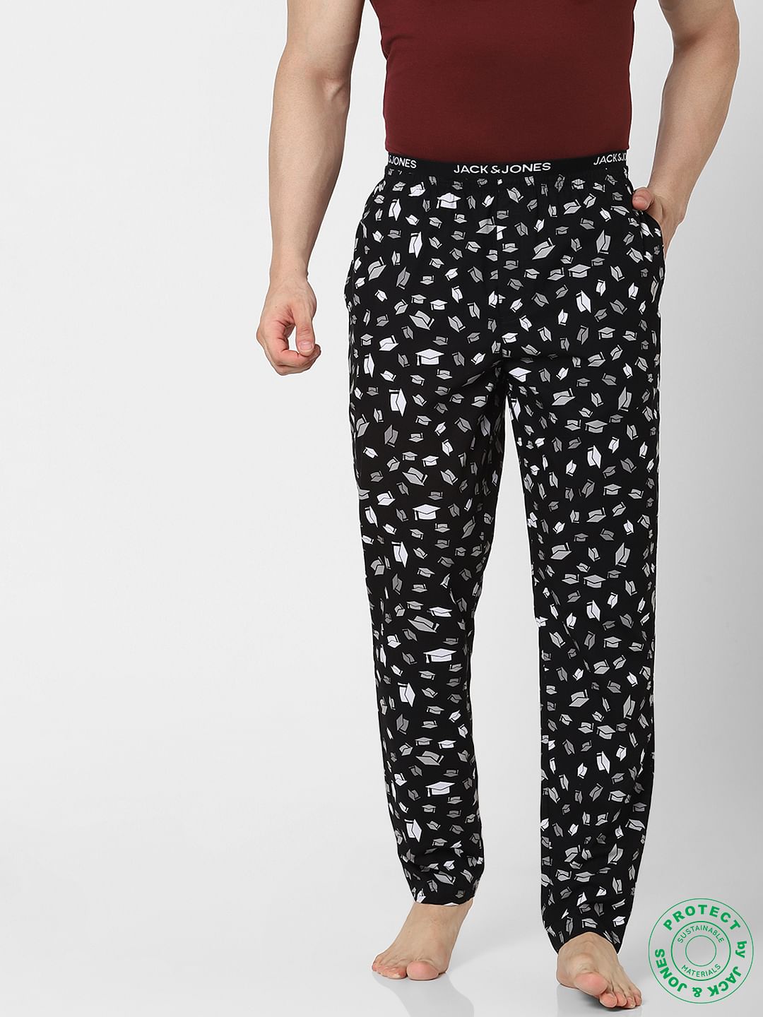 Black Graduation Hat Print Pyjamas