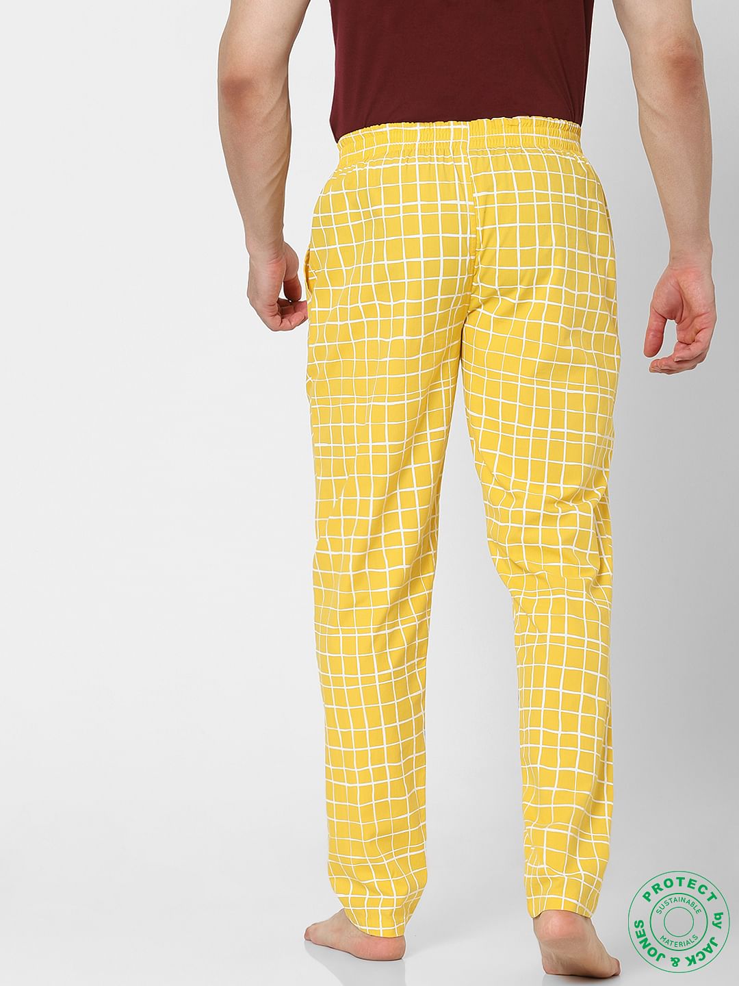 Yellow Mid Rise Check Pyjamas