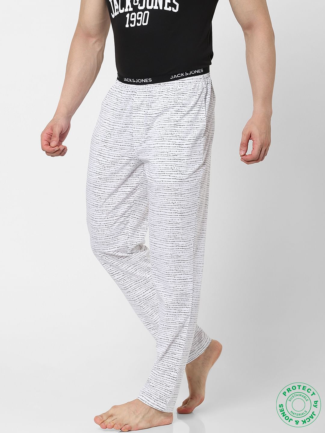 Blue Mid Rise Paper Clip Print Pyjamas