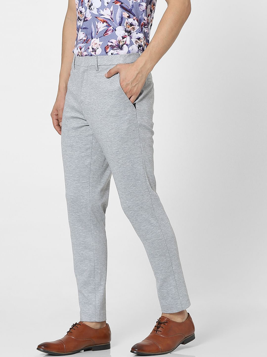 Grey Mid Rise Trousers