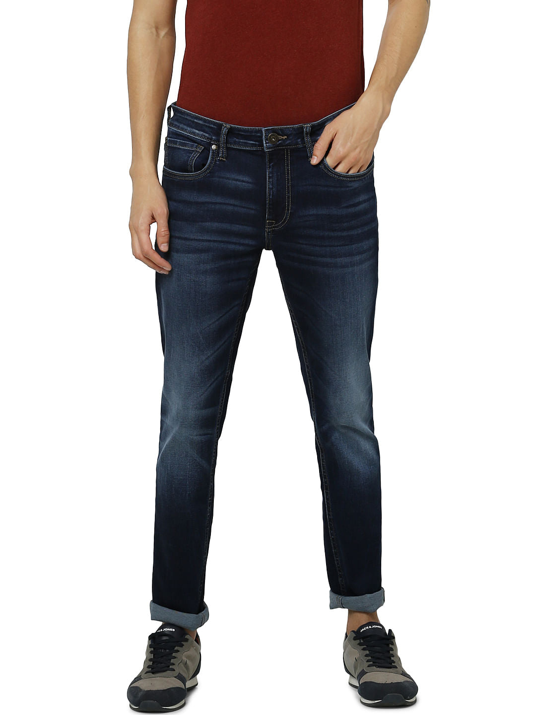 Blue Low Rise Ben Washed Skinny Fit Jeans