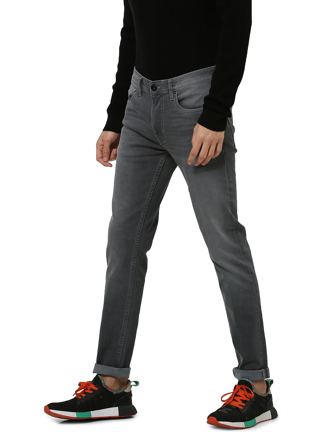 Grey Low Rise Ben Washed Skinny Fit Jeans