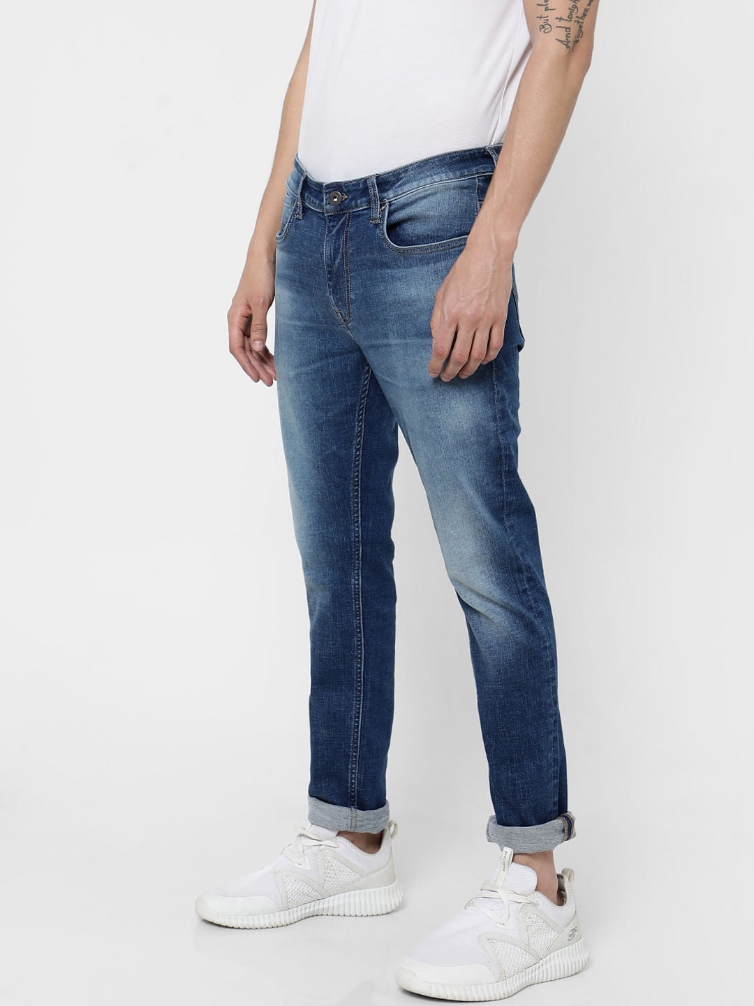 Blue Low Rise Ben Washed Skinny Fit Jeans