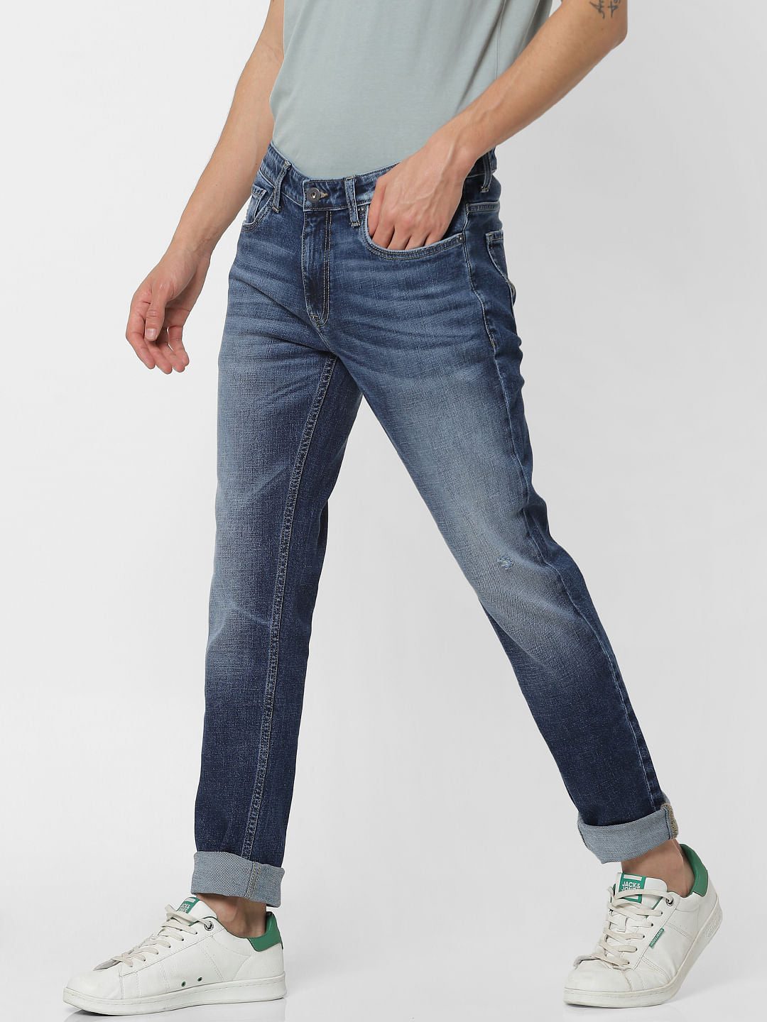 Blue Low Rise Ben Washed Skinny Fit Jeans