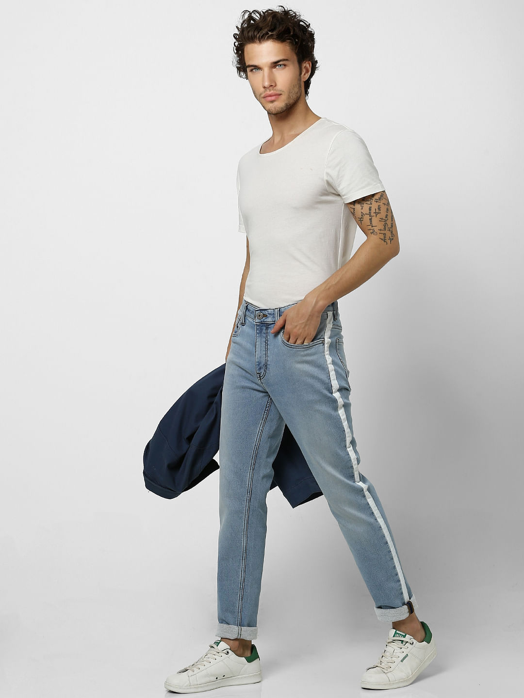 Light Blue Low Rise Ben Tape Detail Skinny Fit Jeans