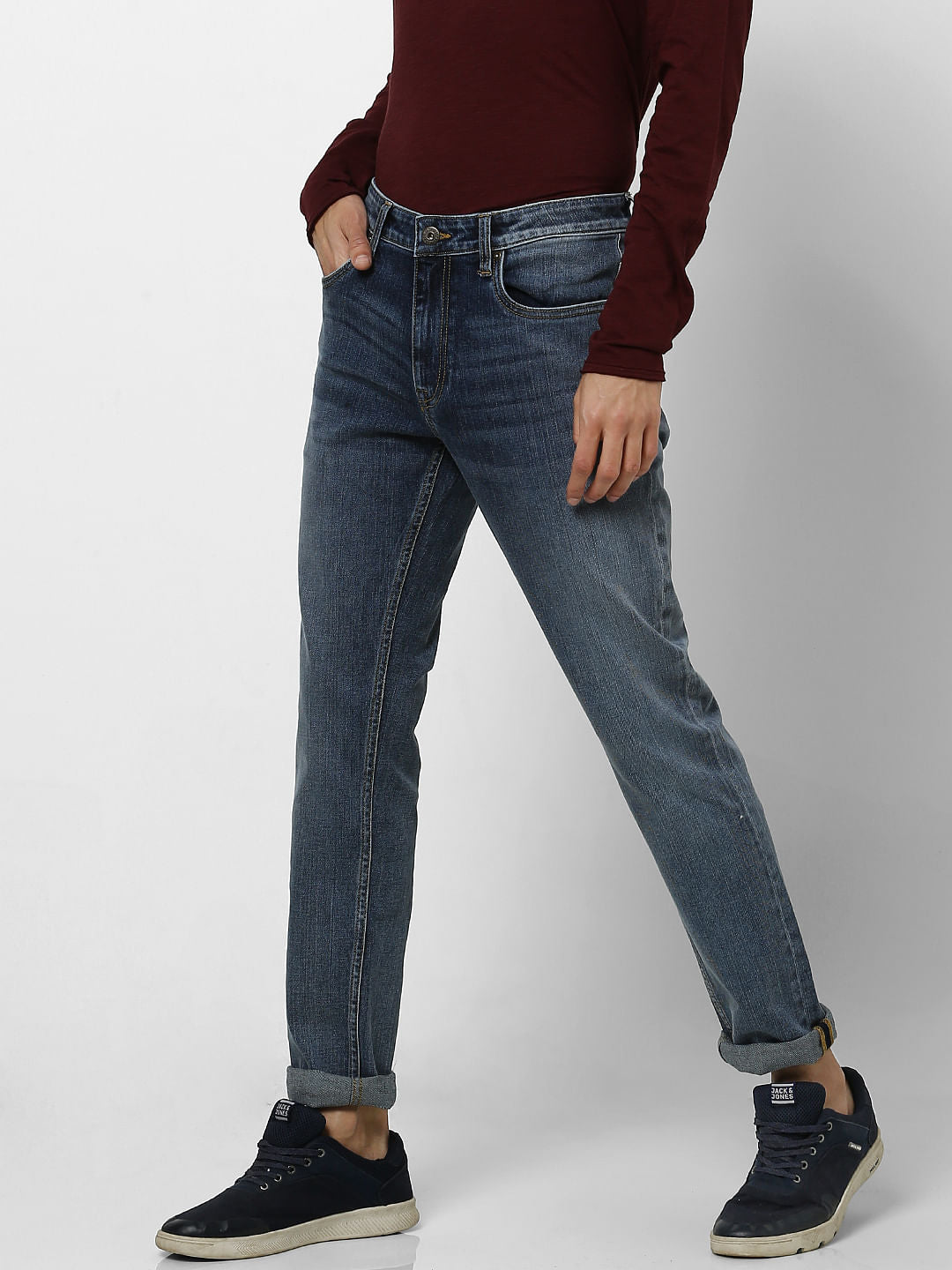Blue Low Rise Ben Washed Skinny Fit Jeans