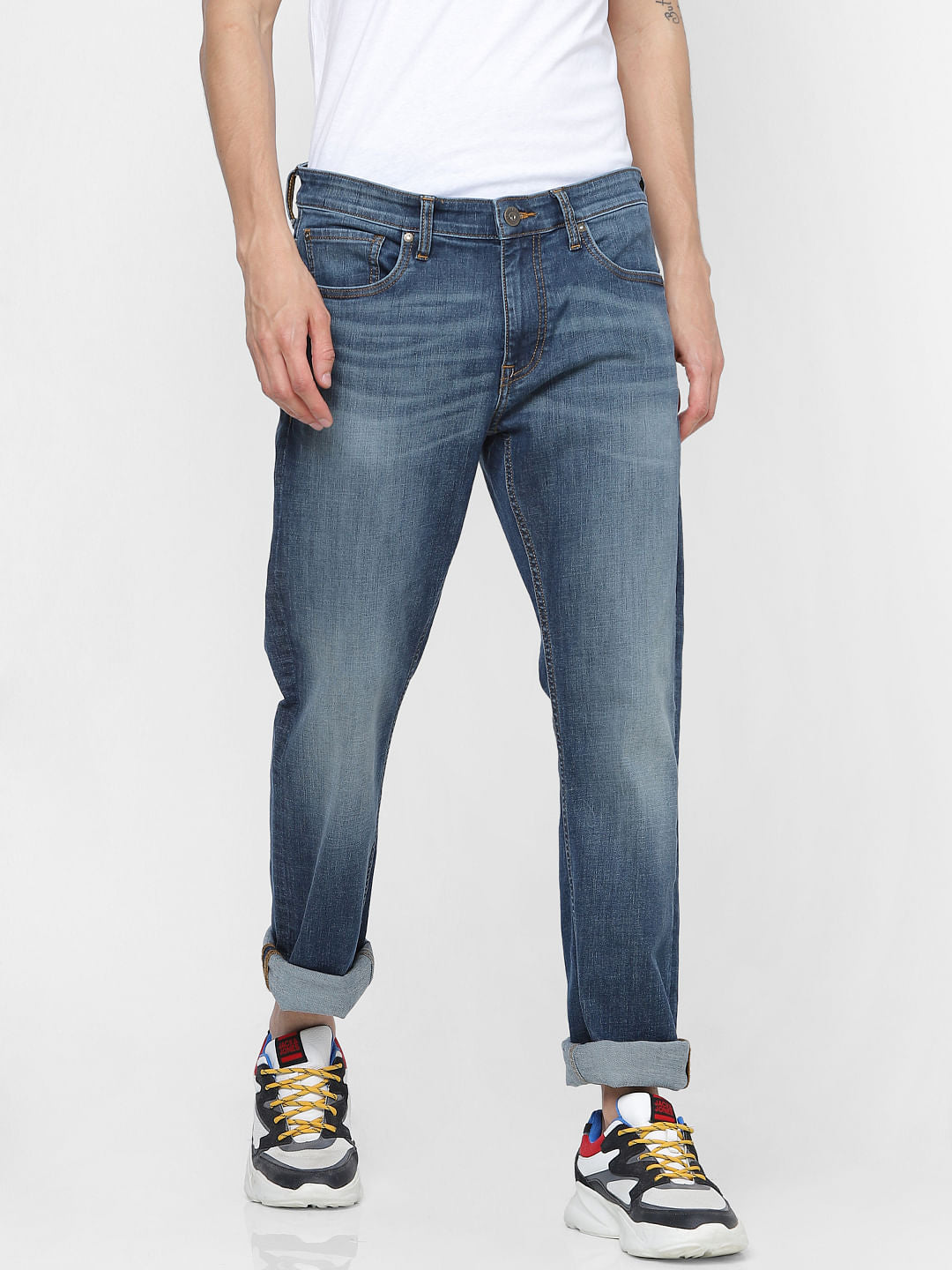 Blue Low Rise Clark Regular Fit Jeans
