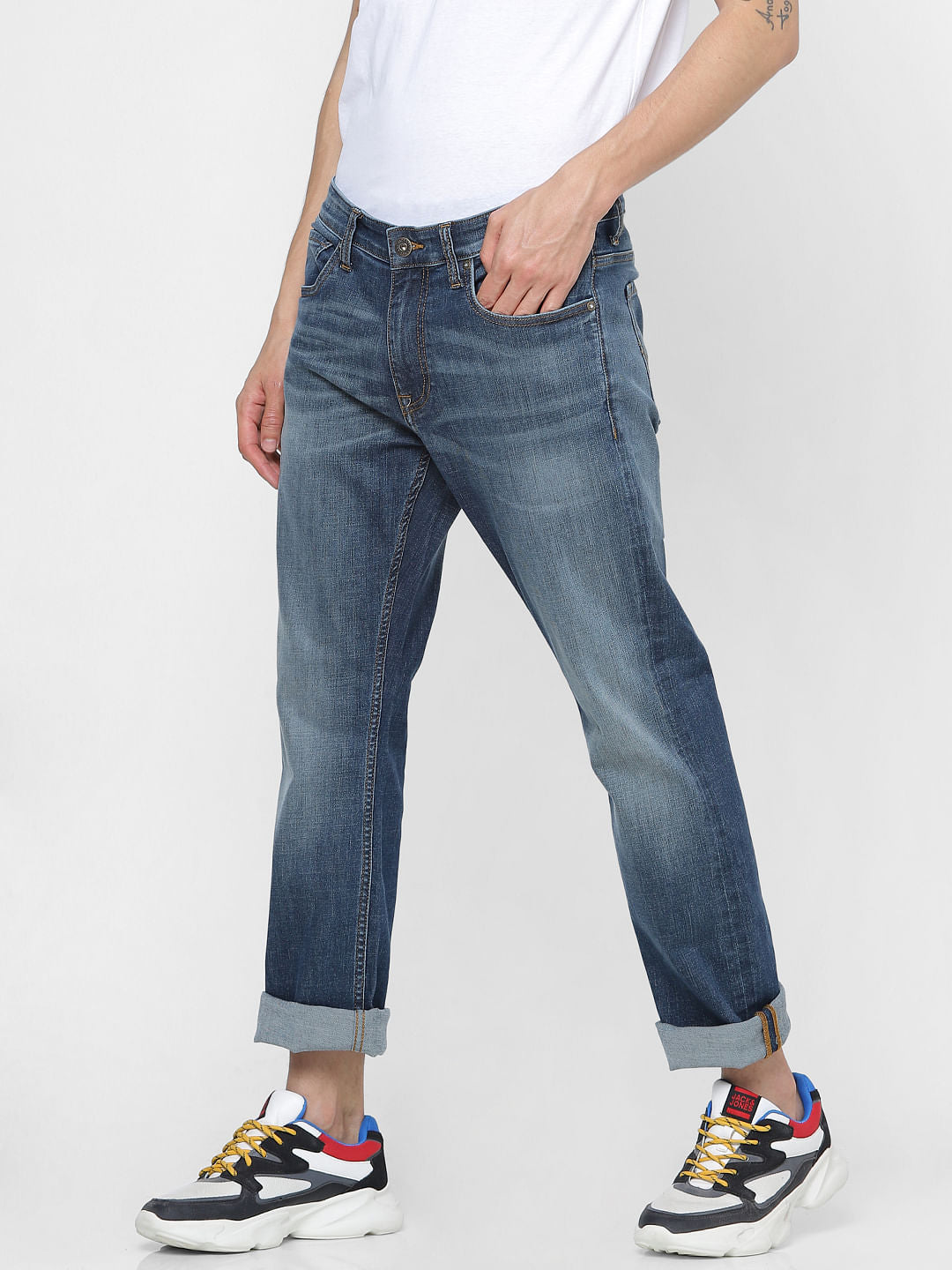 Blue Low Rise Clark Regular Fit Jeans