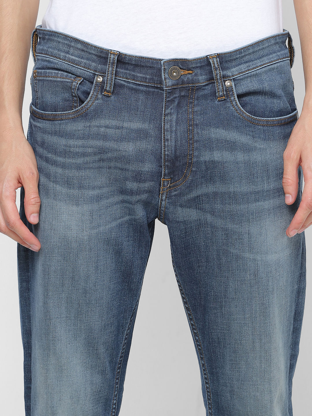 Blue Low Rise Clark Regular Fit Jeans