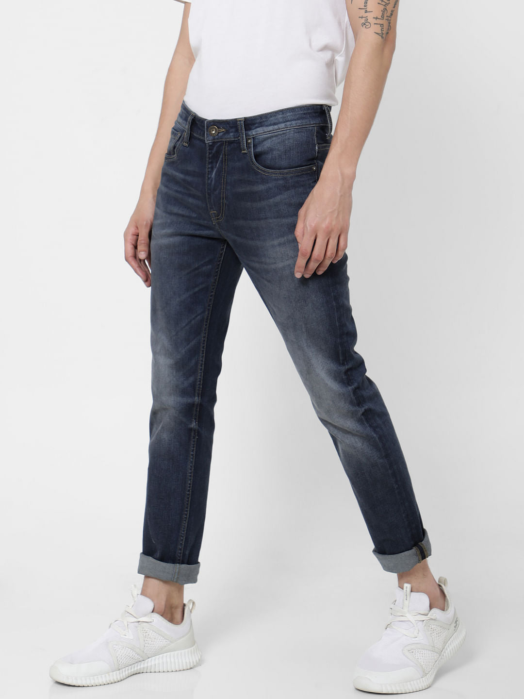 Blue Low Rise Washed Glenn Slim Fit Jeans