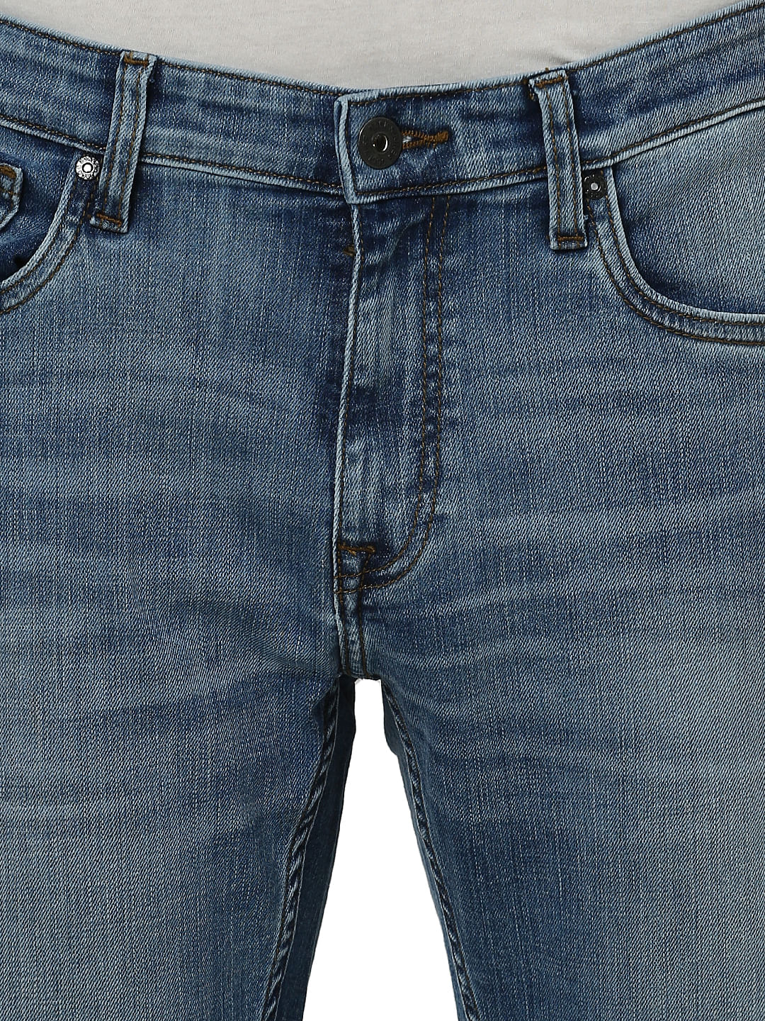 Blue Low Rise Tim Washed Anti Fit Jeans
