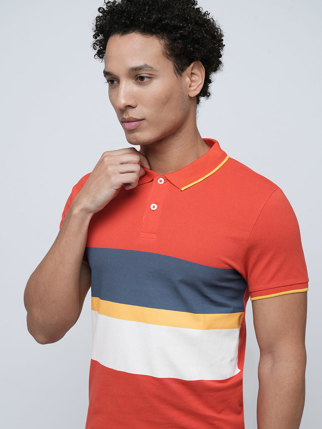PRODUKT by JACK&JONES Red Colourblocked Cotton Polo
